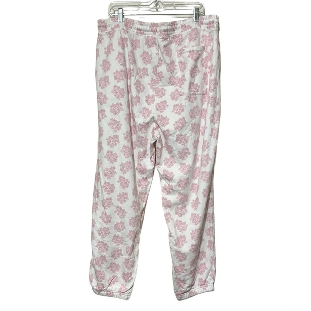 NWT J Crew Paisley Print Womens Joggers White Pink Size XXL